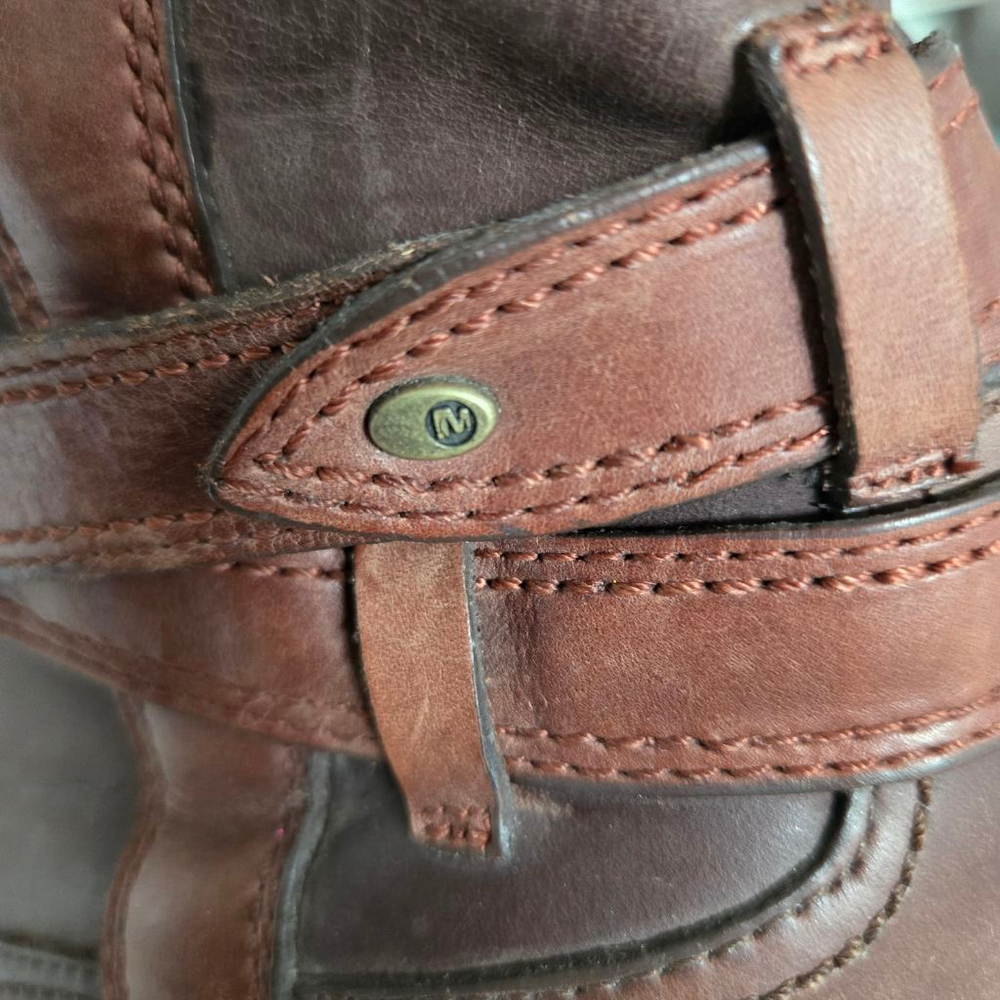 Women's Merrell Brown Leather Heeled Boots with Tan Straps US 8 - Picture 10 of 12